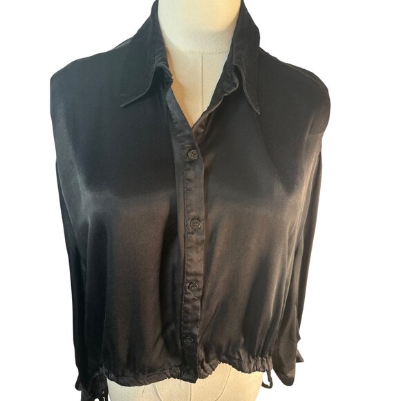 2/$30 ZARA Black XS Button-Up Collared Blouse Viscose - Picture 4 of 15